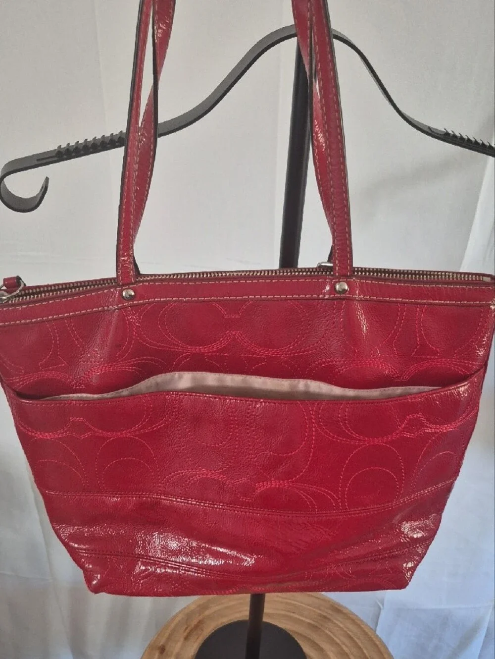 Coach Red Patent Signature Tote